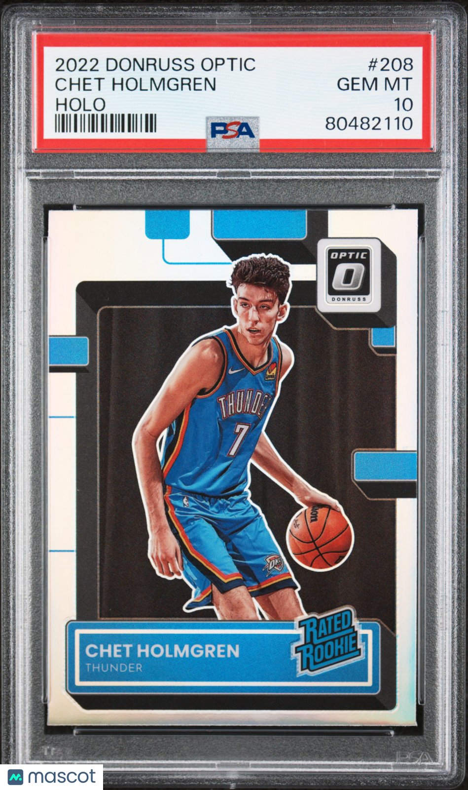 2022 Panini Donruss Optic Chet Holmgren Holo Rookie #208 PSA 10 Thunder