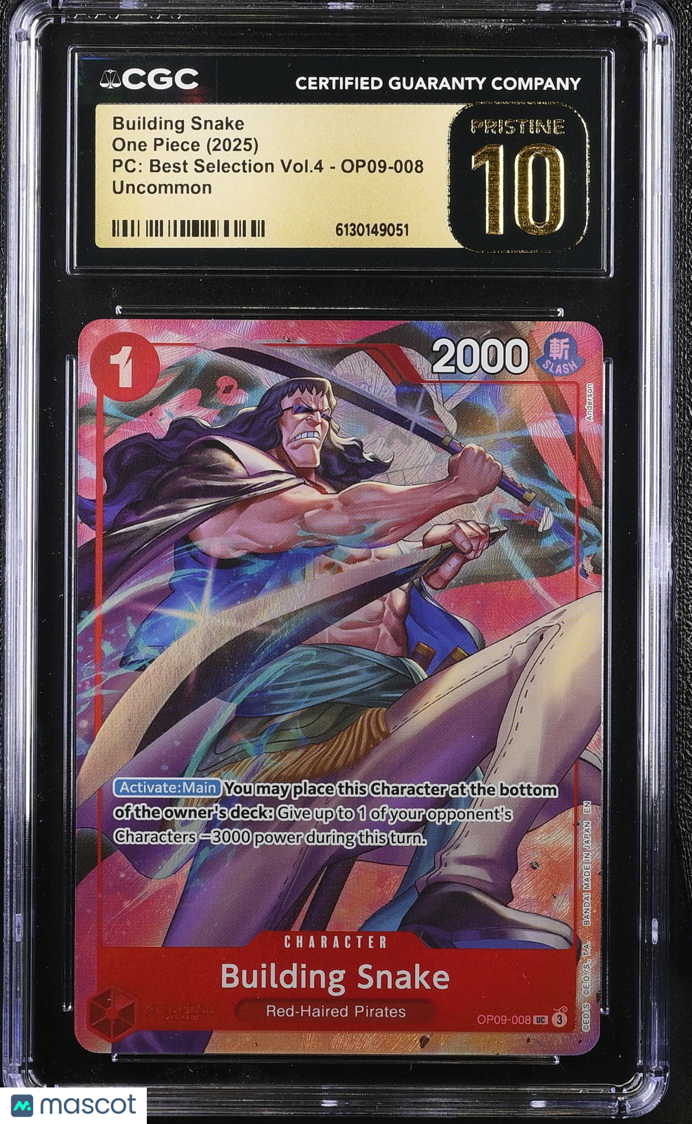 2025 One Piece PC: Best Selection Vol.4 Building Snake CGC 10 #OP09-008 Pristine