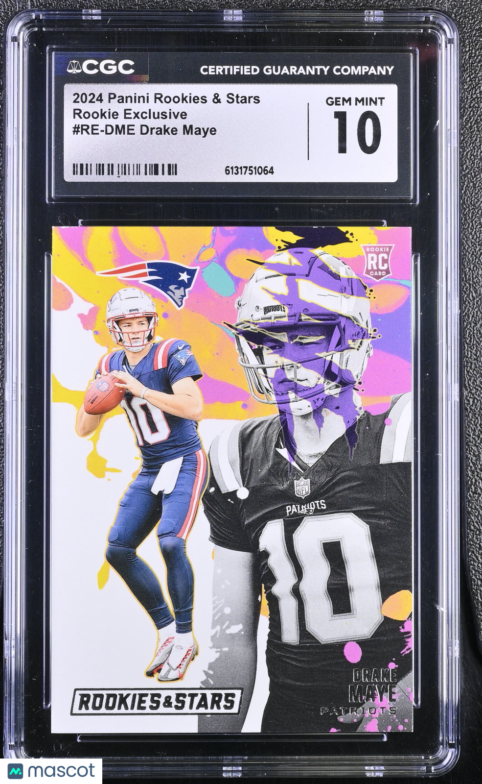 2024 Panini Rookies & Stars Drake Maye Rookie Exclusive #RE-DME CGC 10 Patriots