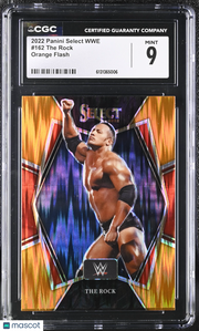 2022 Panini Select WWE The Rock Orange Flash #162 CGC 9