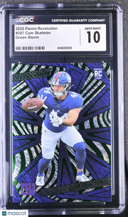 2025 Panini Revolution Cam Skattebo Green Storm /699 Rookie #207 CGC 10 Giants
