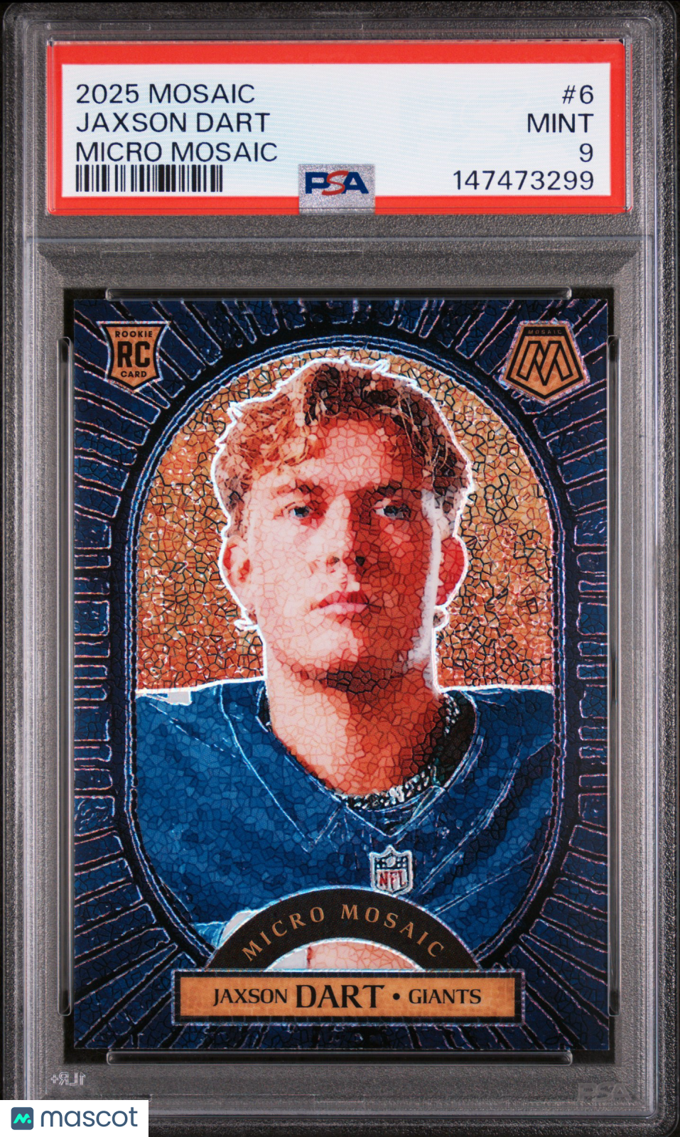 2025 Panini Mosaic Micro Mosaic Jaxson Dart Rookie #6 PSA 9 New York Giants