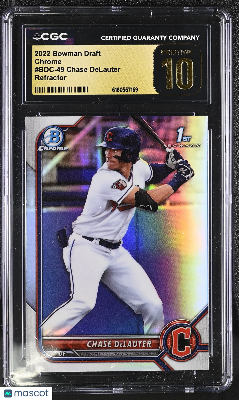 2022 Bowman Draft Chase DeLauter Refractor Rookie #BDC-49 CGC Pristine 10
