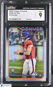 2024 Topps Chrome Bo Nix Refractor #206 CGC 9