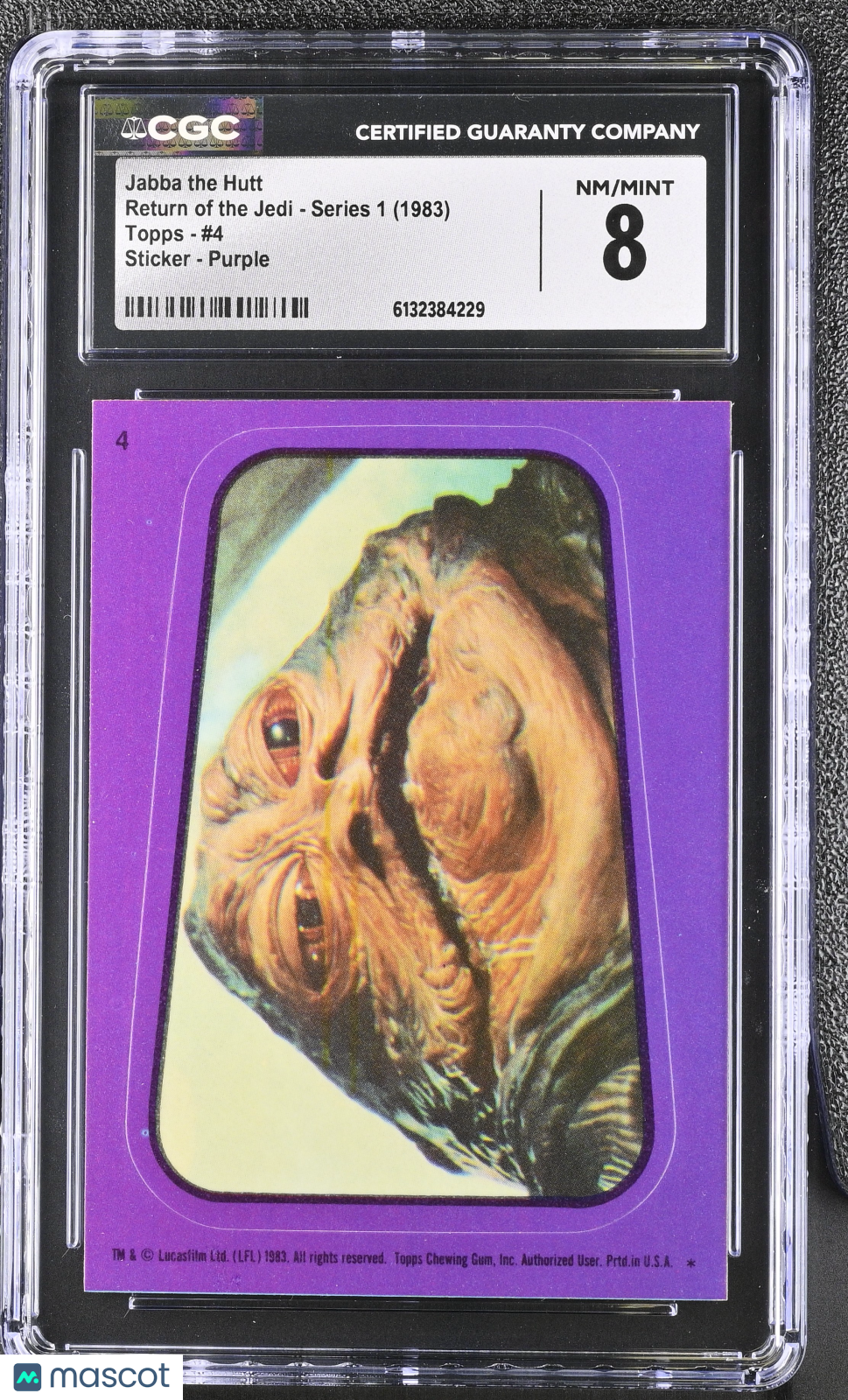 1983 Topps Return Of The Jedi - Series 1 Jabba the Hutt #4 CGC 8 Sticker Purple