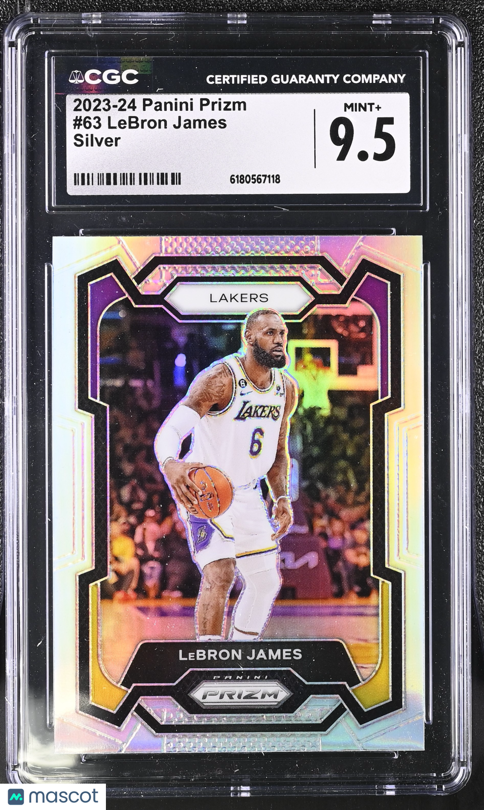 2023-24 Panini Prizm LeBron James Silver #63 CGC 9.5 Los Angeles Lakers