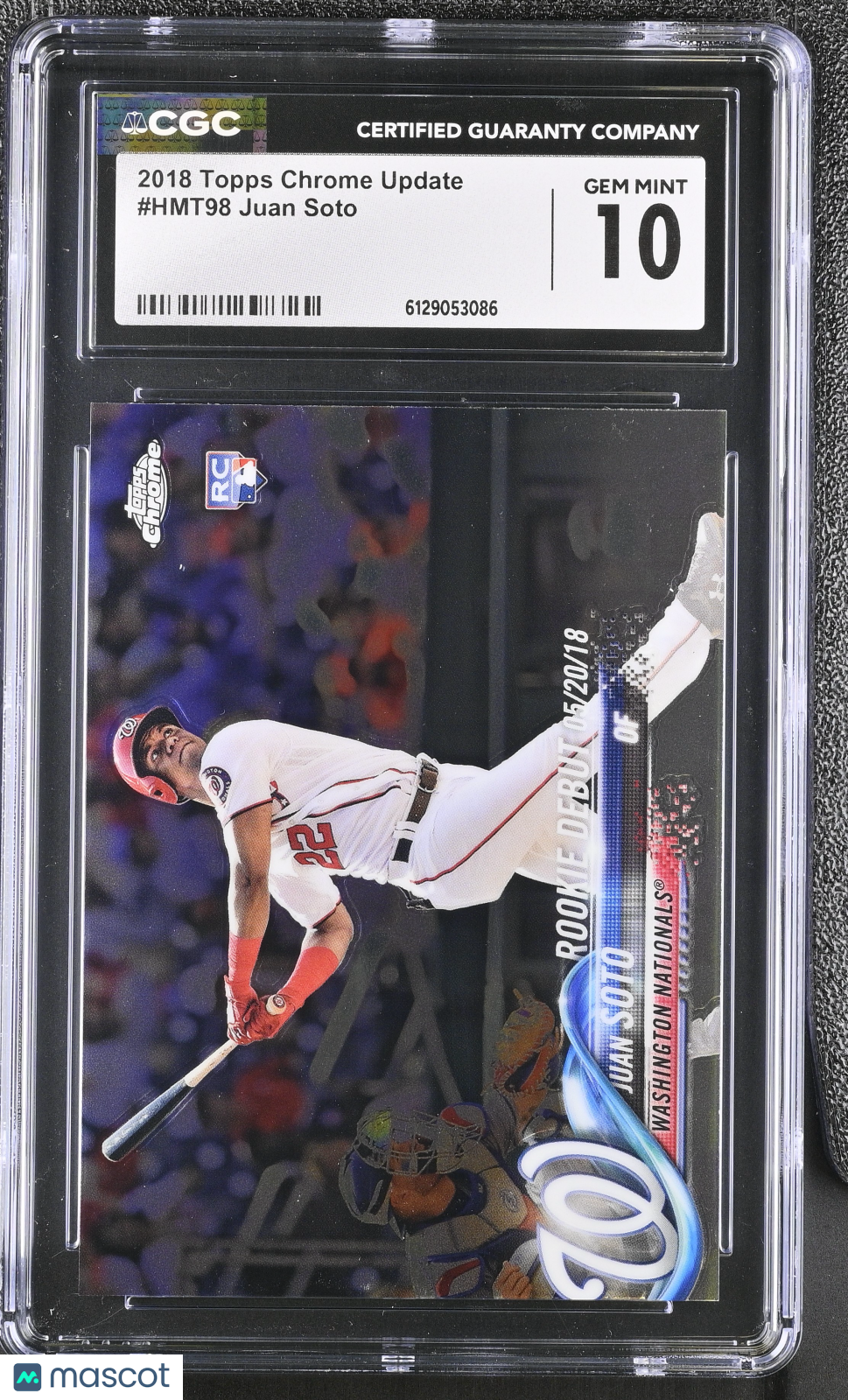 2018 Topps Chrome Update Juan Soto Rookie #HMT98 CGC 10 Washington Nationals
