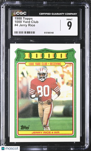 1988 Topps Jerry Rice 1000 Yard Club #4 CGC 9 San Francisco 49ers