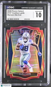 2020 Panini Select CeeDee Lamb Maroon Die-Cut Rookie #157 CGC 10 Dallas Cowboys