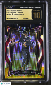 2024 Panini Select Jayden Daniels Black & Gold Shock Rookie #26 CGC 10 Pristine