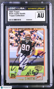 2001 Topps Justin Smith Auto Autograph Collection Rookie CGC Authentic Bengals