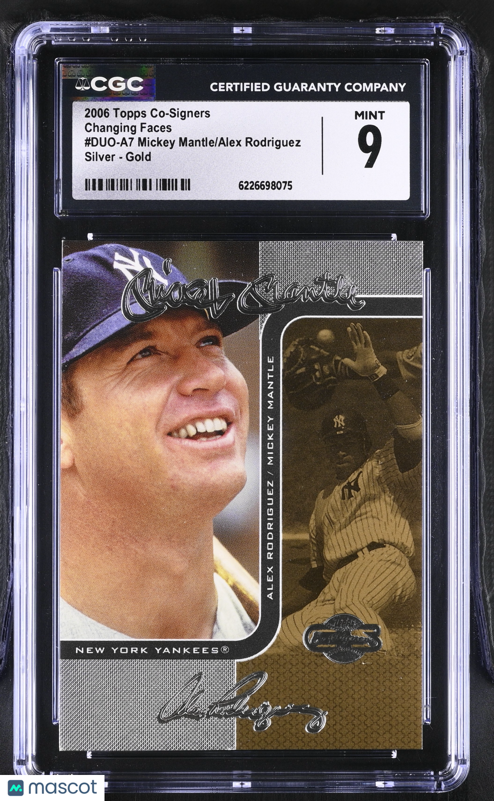2006 Topps Co-Signers Mantle/Rodriguez Silver-Gold Changing DUO-A7 CGC 9 Yankees
