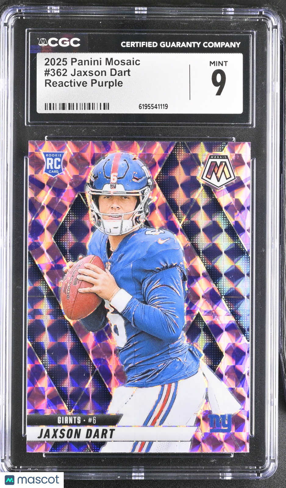 2025 Panini Mosaic Jaxson Dart Reactive Purple Rookie #362 CGC 9 New York Giants
