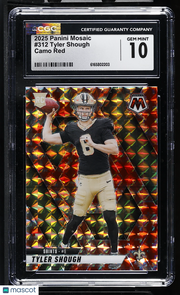 2025 Panini Mosaic Tyler Shough Camo Red Rookie #312 CGC 10 New Orleans Saints