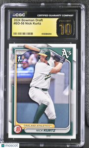 2024 Bowman Draft Nick Kurtz Rookie #BD-56 CGC 10 Pristine Athletics