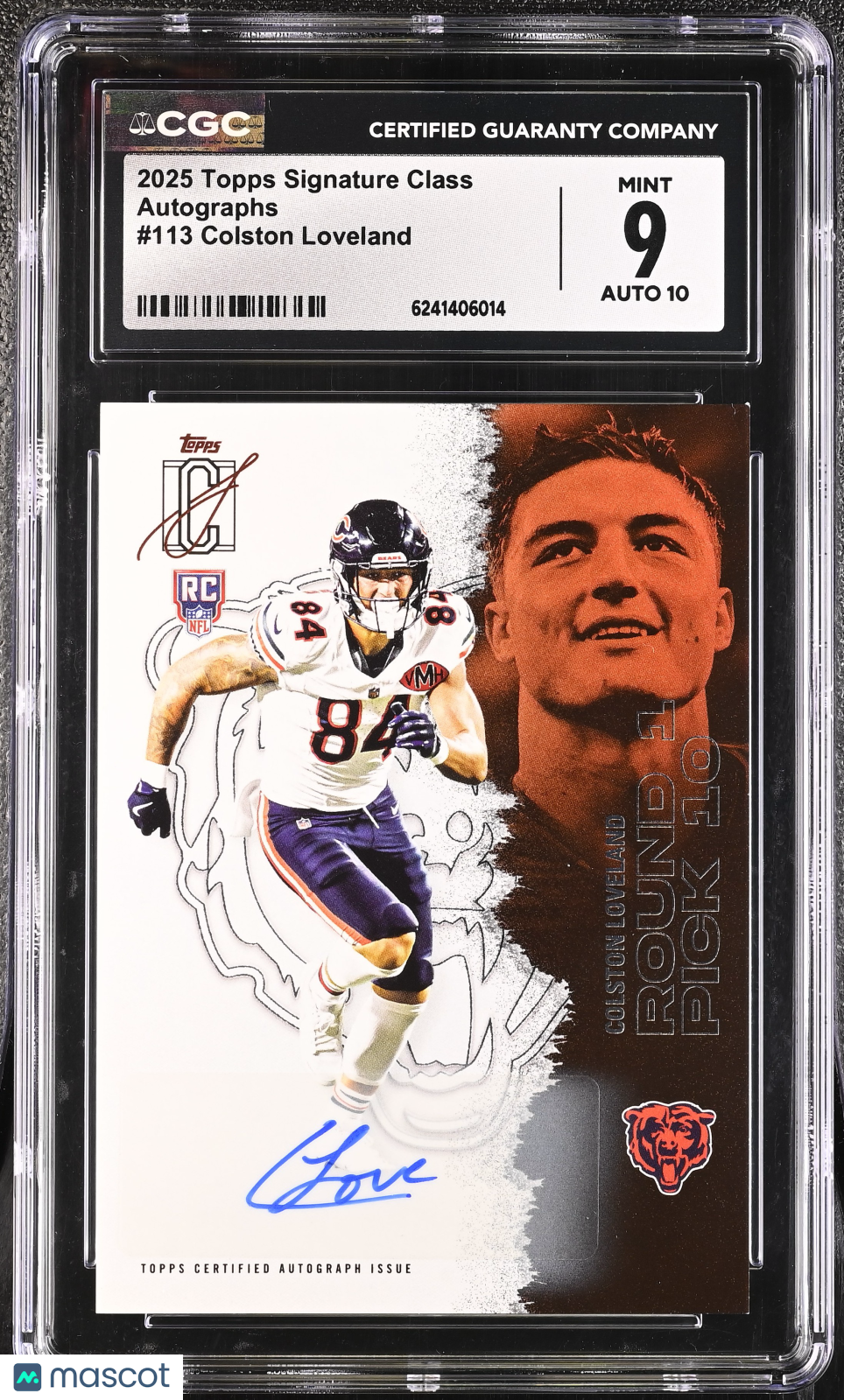 2025 Topps Signature Class Colston Loveland Rookie Autographs #113 CGC 9 Bears