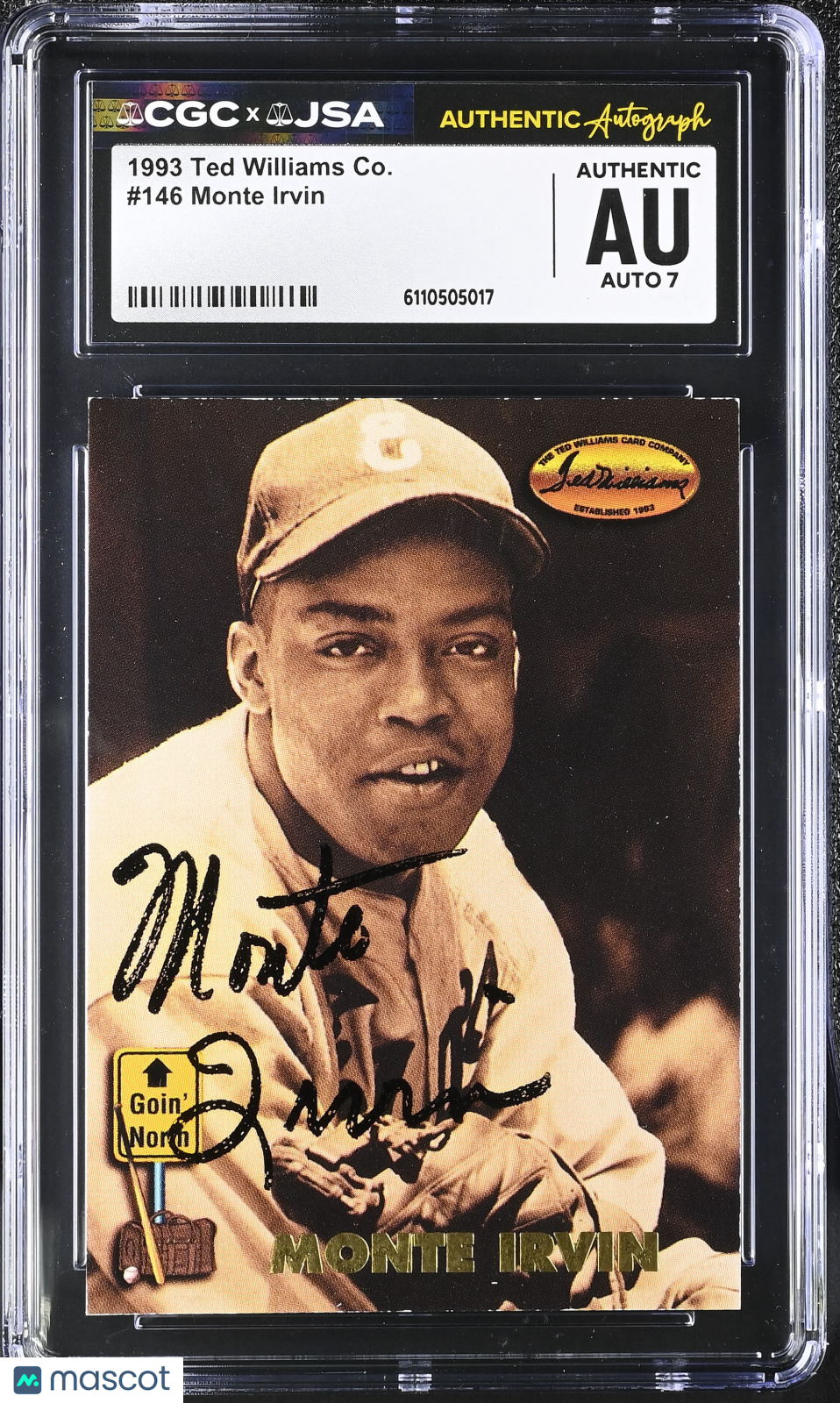 1993 Williams Monte Irvin Auto Autograph #146 CGC Authentic JSA
