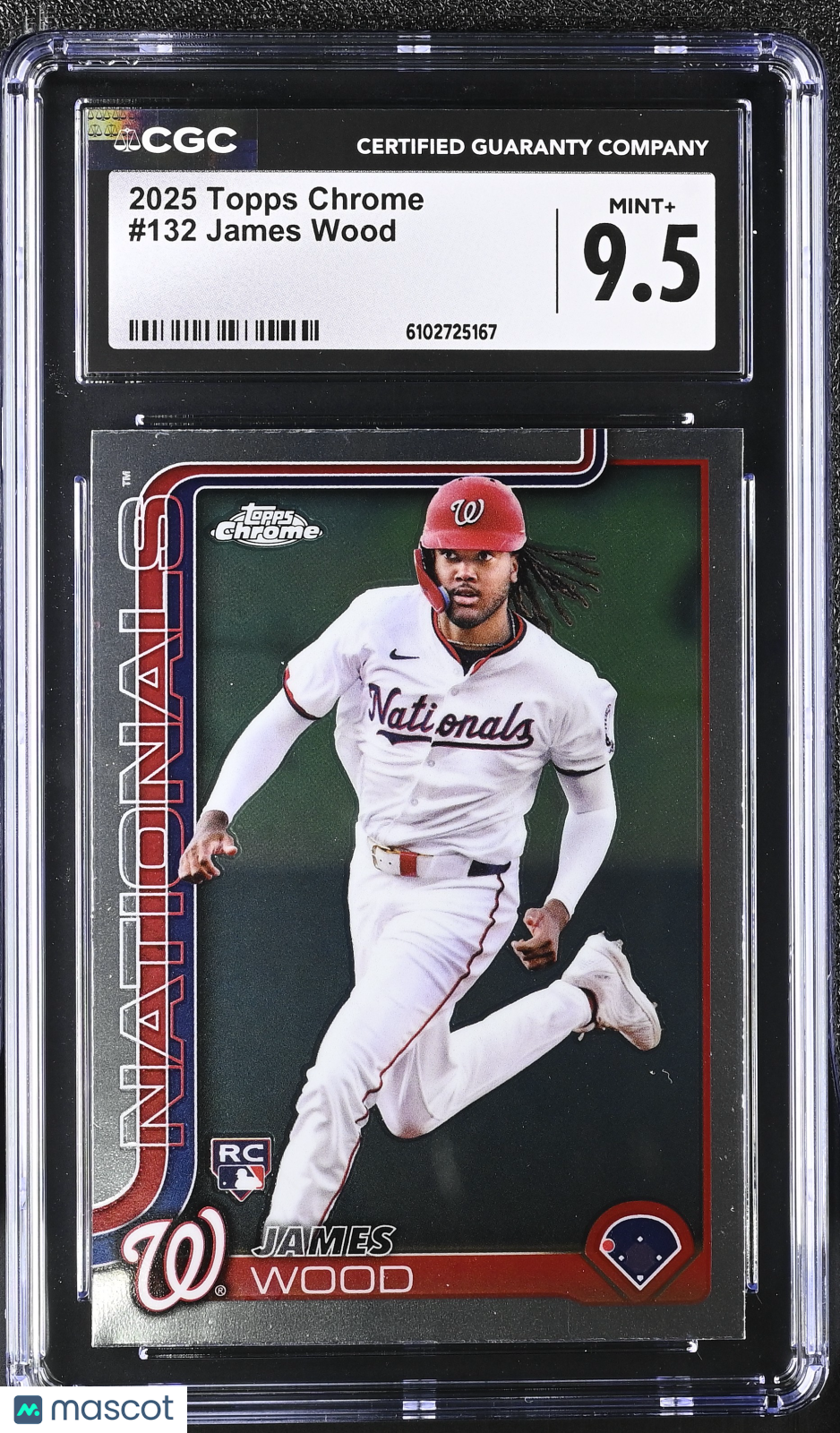 2025 Topps Chrome James Wood Rookie #132 CGC 9.5 Washington Nationals