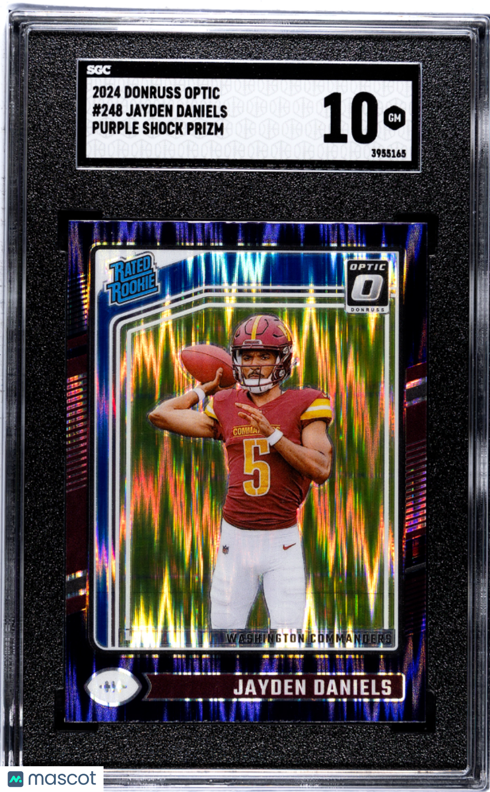 2024 Donruss Optic Jayden Daniels Purple Shock Prizm Rookie 248 SGC 10 Commander