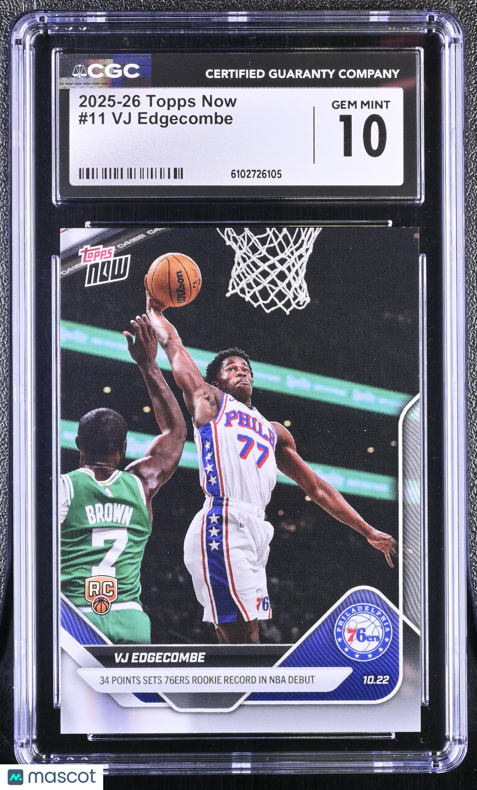 2025-26 Topps Now VJ Edgecombe Rookie #11 CGC 10 Philadelphia 76ers