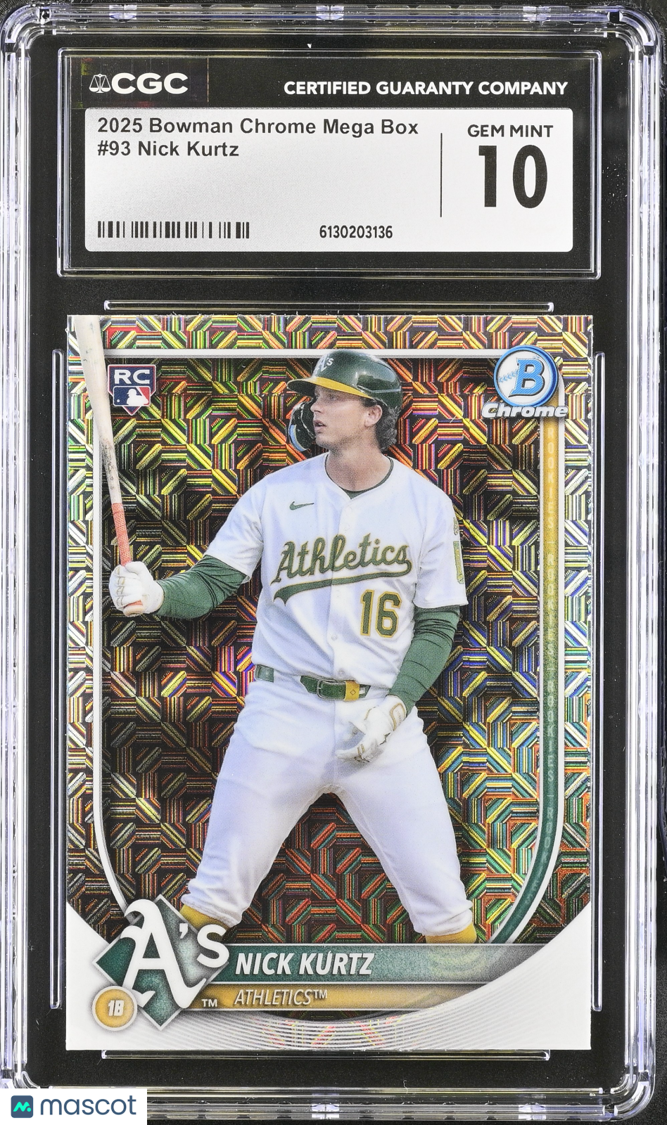 2025 Bowman Chrome Mega Box Nick Kurtz Rookie #93 CGC 10 Oakland Athletics