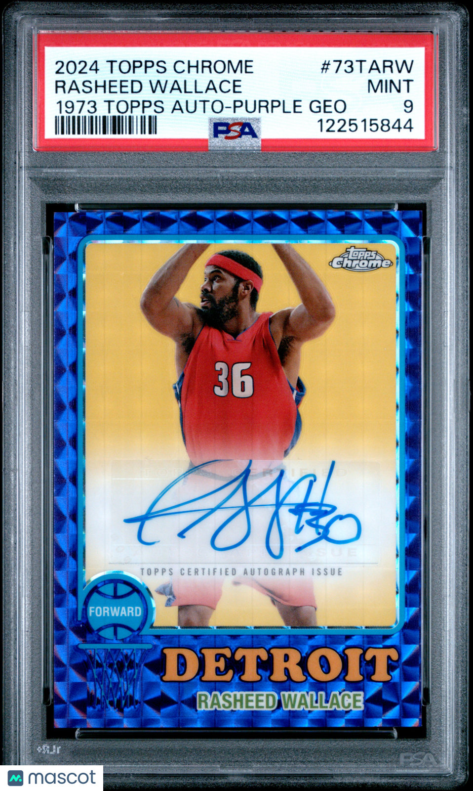 2024 Topps Chrome 1973 Autographs Rasheed Wallace Purple Geo #73TARW PSA 9