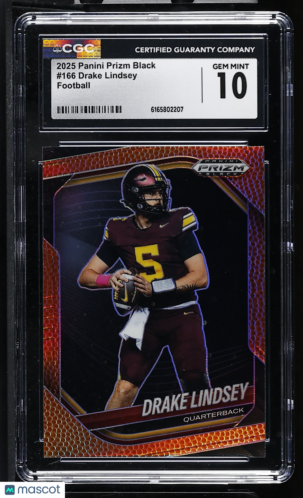 2025 Panini Prizm Black Drake Lindsey Football /225 Rookie #166 CGC 10 Minnesota