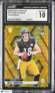 2025 Panini Mosaic Will Howard Gold Wave /10 Rookie #318 CGC 10 Steelers