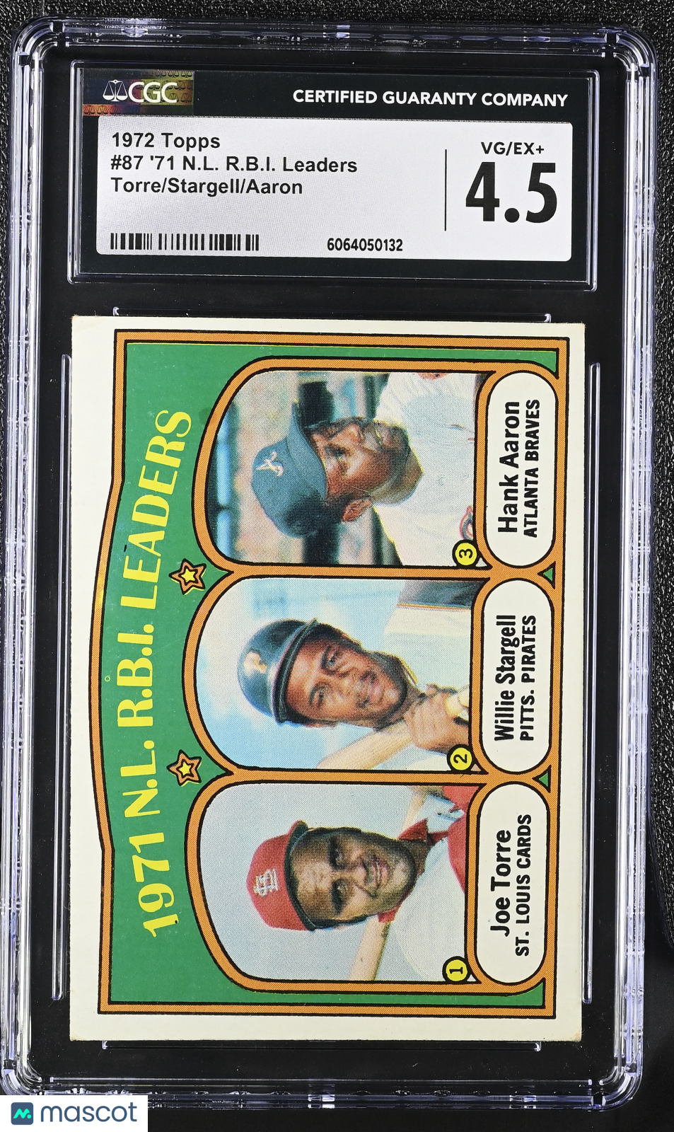 1972 Topps '71 NL RBI Leaders Torre/Stargell/Aaron #87 CGC 4.5