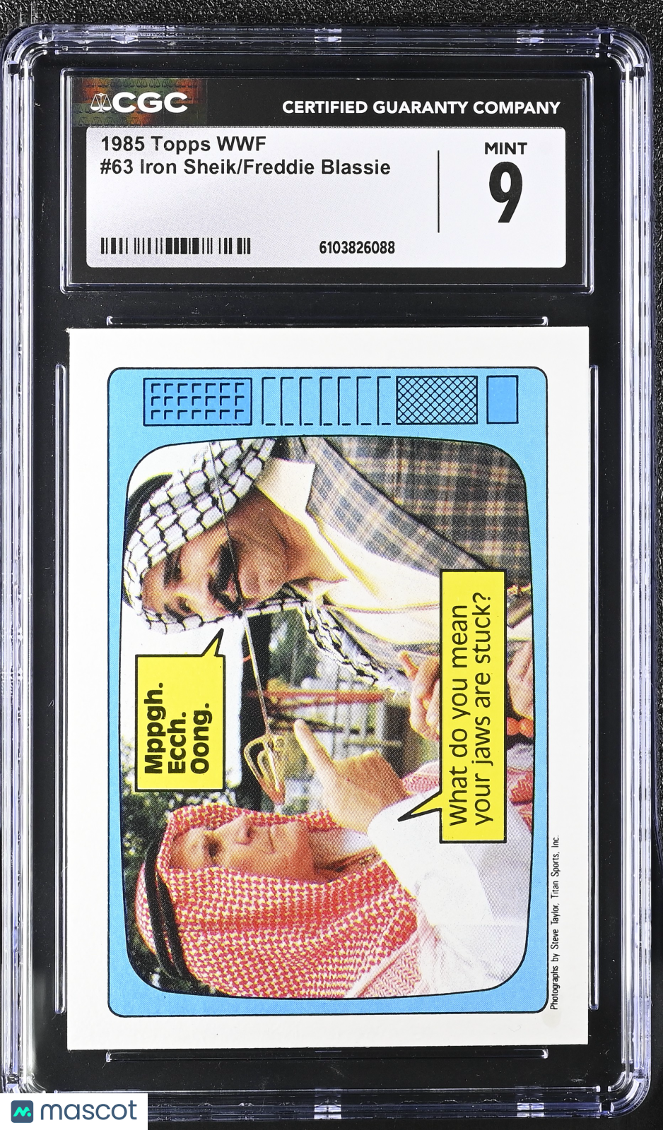 1985 Topps WWF Iron Sheik/Freddie Blassie #63 CGC 9