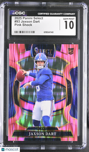 2025 Panini Select Jaxson Dart Pink Shock Rookie #93 CGC 10 New York Giants