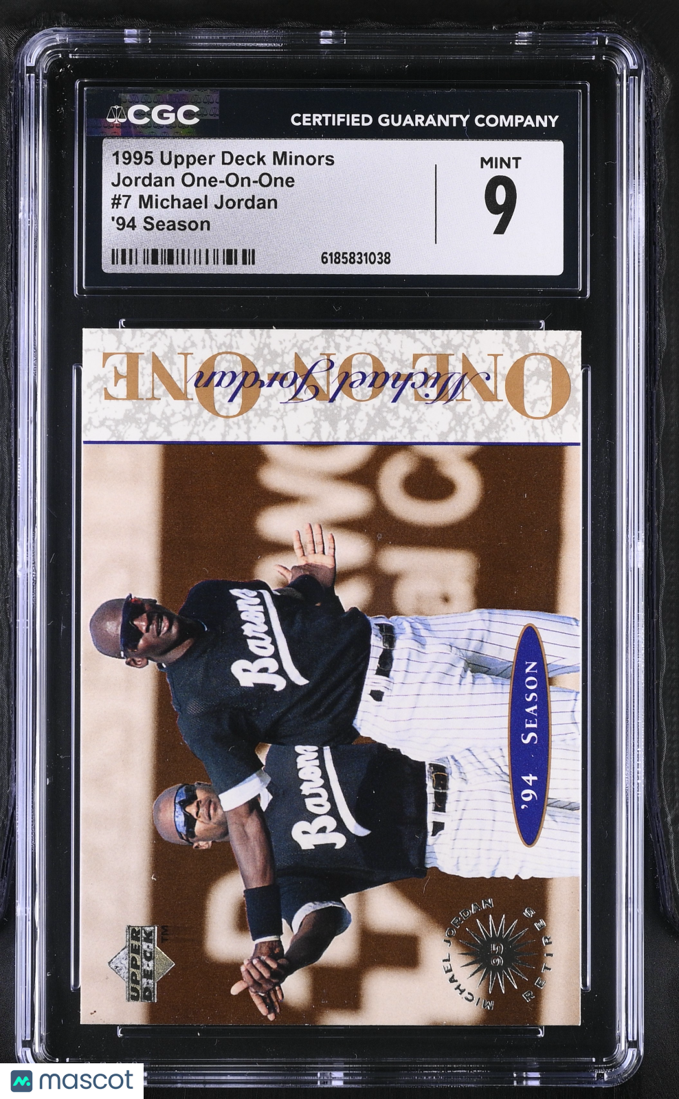 1995 Upper Deck Minors Michael Jordan Season Rookie One-On-One 7 CGC 9 White Sox