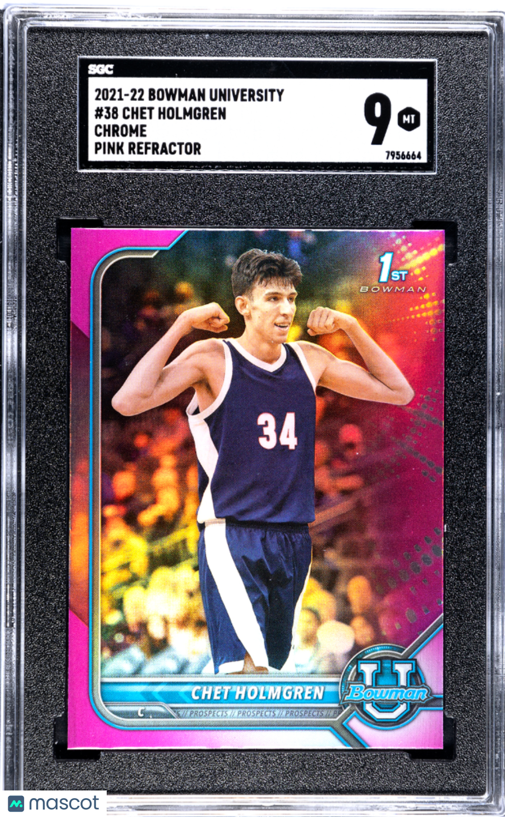 2021 Bowman University Chet Holmgren #38 Chrome Pink Refractor SGC 9