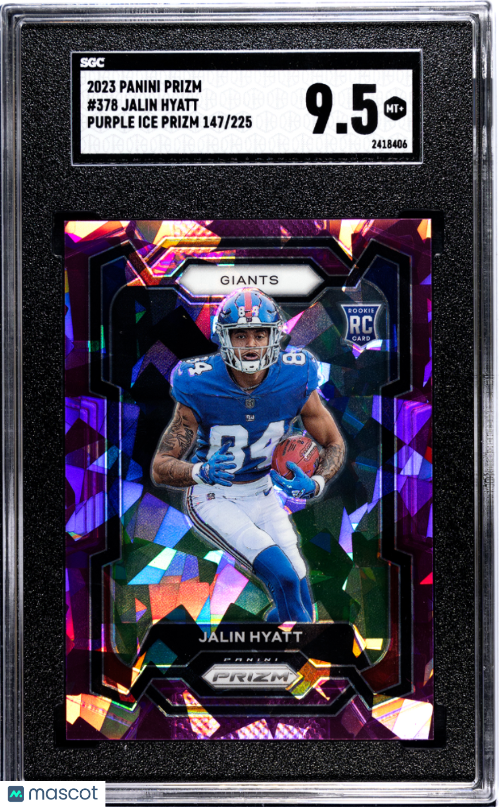 2023 Panini Prizm Jalin Hyatt Purple Ice /225 Rookie #378 SGC 9.5 Giants