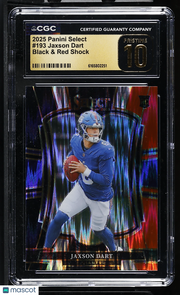 2025 Panini Select Jaxson Dart Black Red Shock Rookie 193 CGC 10 Pristine Giants