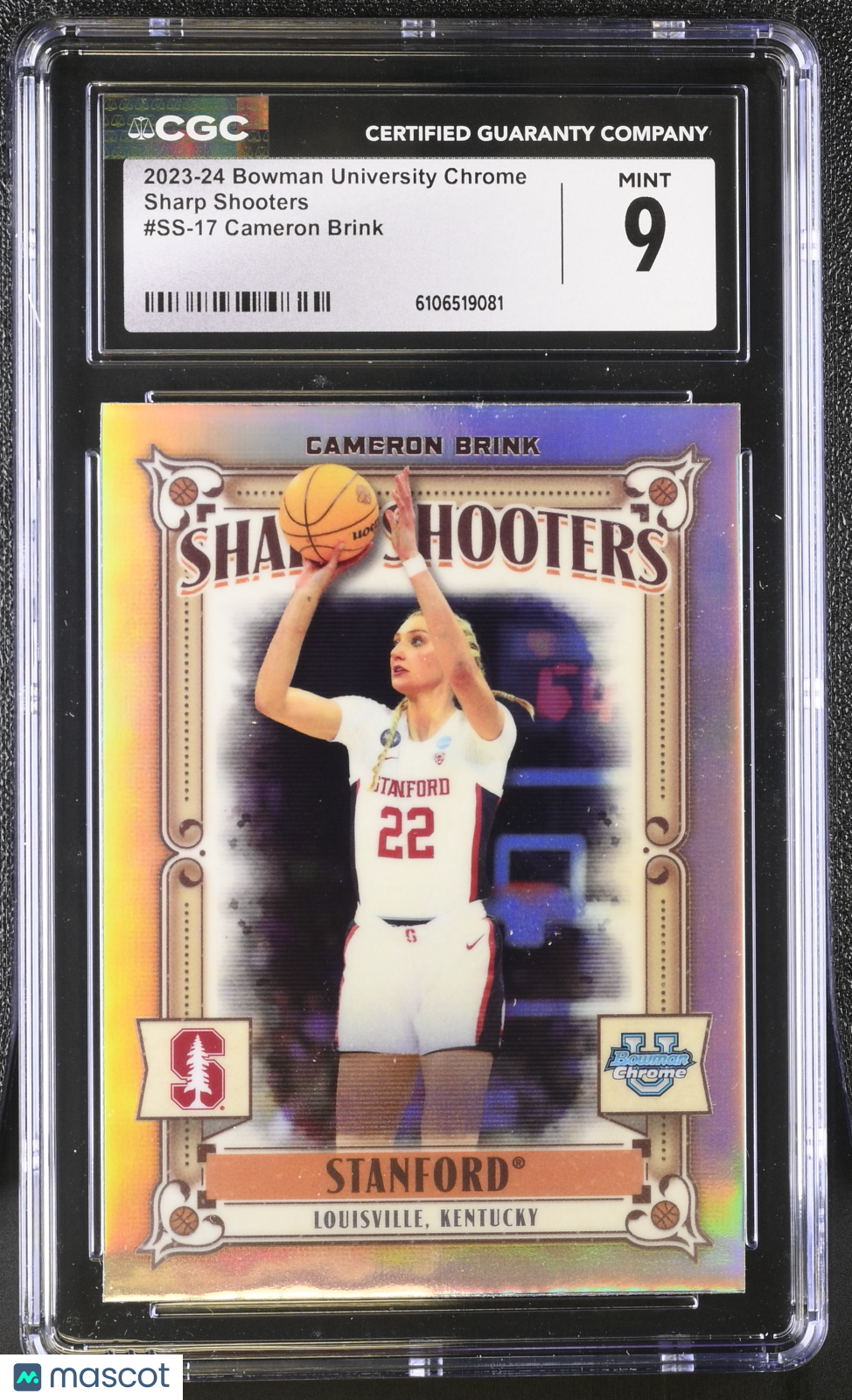 2023-24 Bowman University Chrome Cameron Brink Rookie Sharp Shooters SS-17 CGC 9