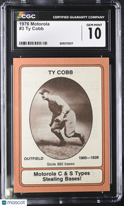 1976 Motorola Ty Cobb #3 CGC 10