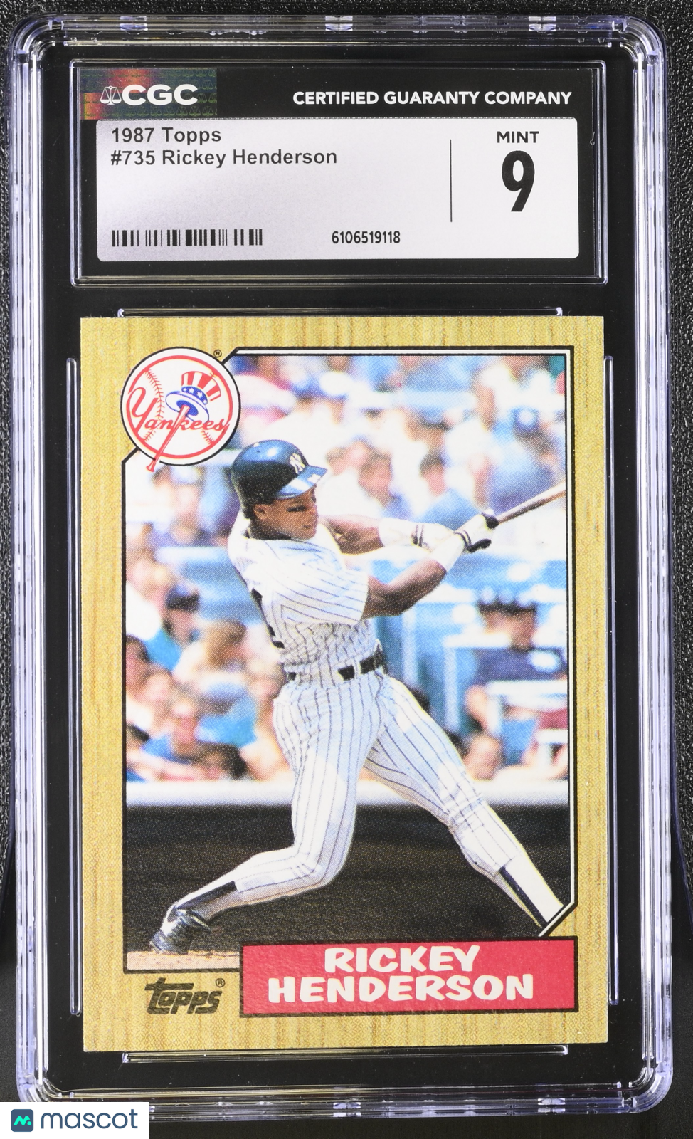 1987 Topps Rickey Henderson #735 CGC 9 New York Yankees