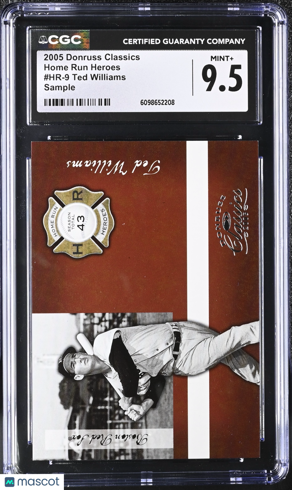 2005 Donruss Classics Ted Williams Sample Home Run Heroes #HR-9 CGC 9.5 Red Sox
