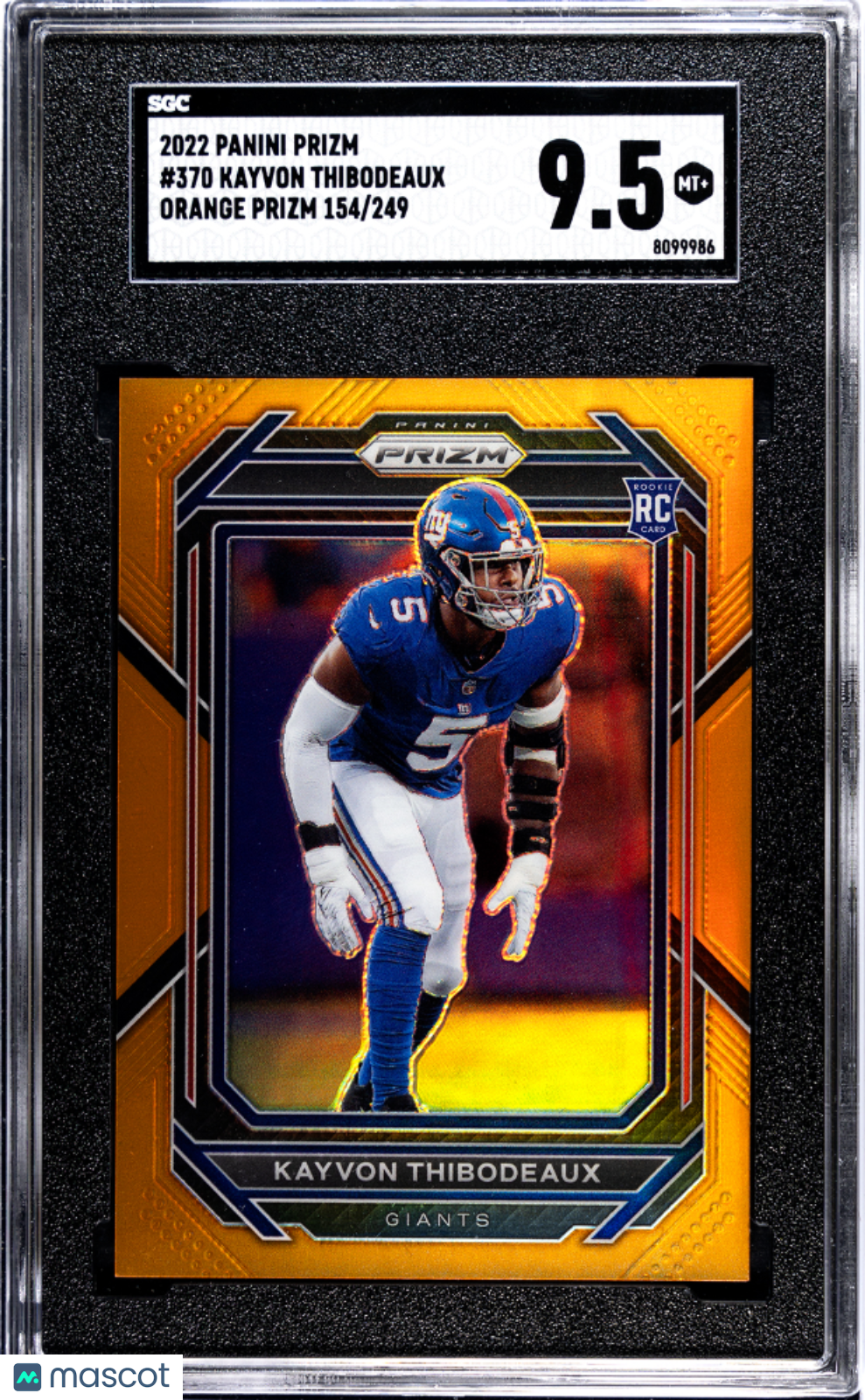 2022 Panini Prizm Kayvon Thibodeaux Orange /249 Rookie #370 SGC 9.5 Giants