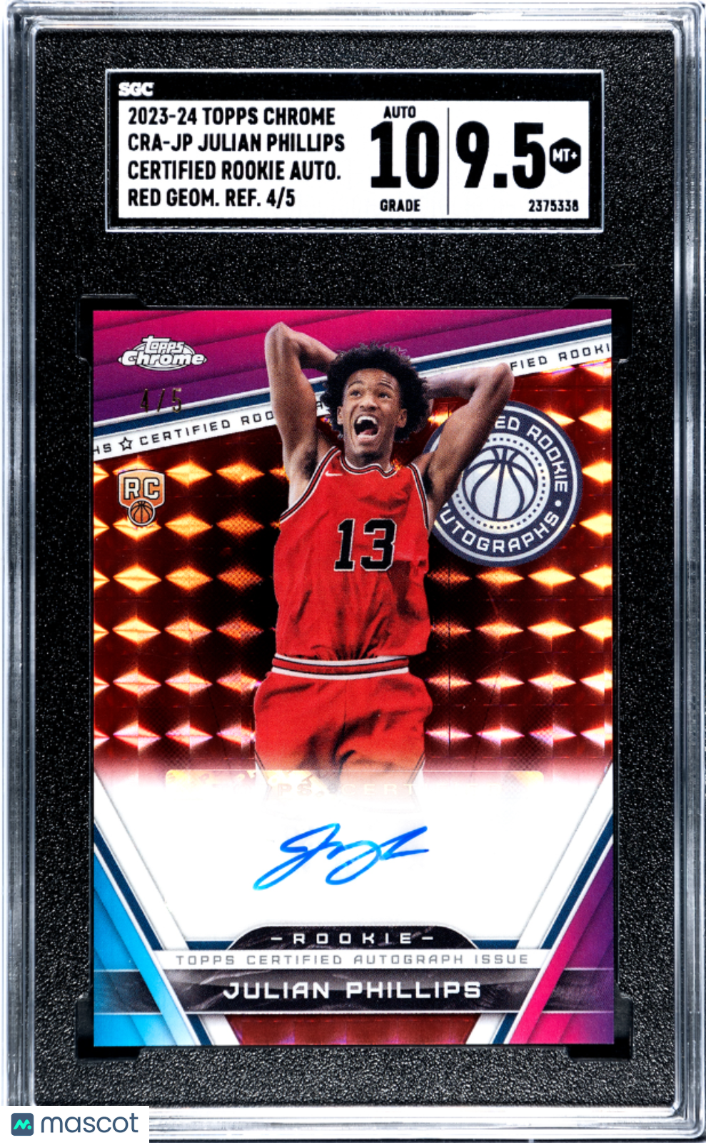 2023 Topps Chrome Julian Phillips Rookie Autograph Red Geom. #CRA-JP SGC 9.5