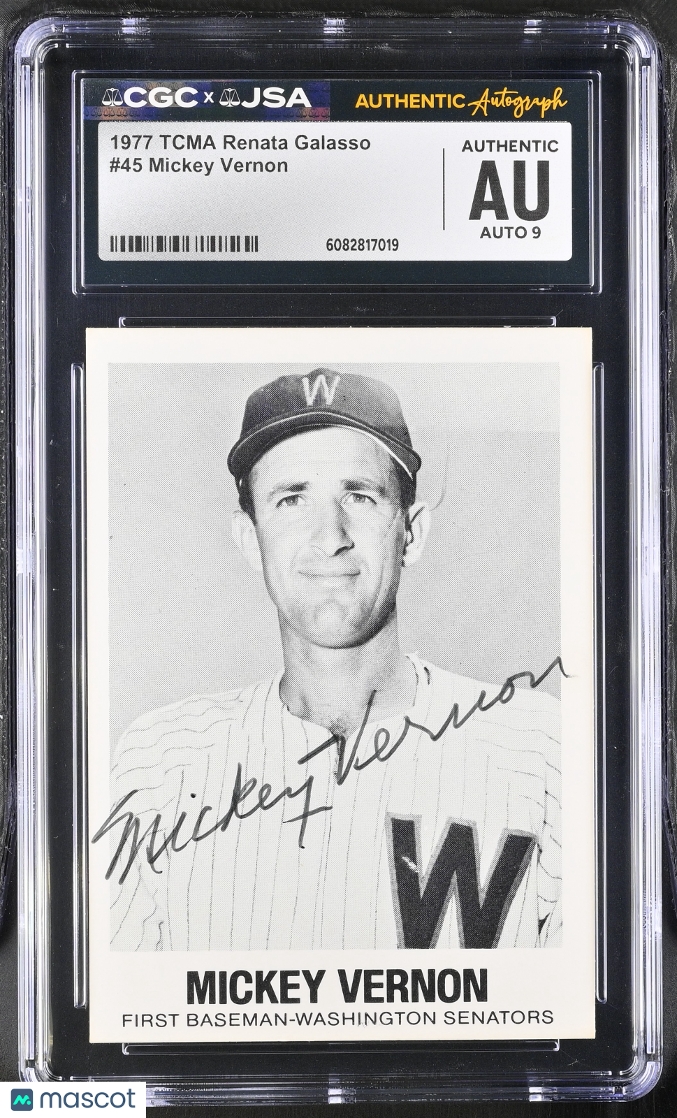 1977 Tcma Renata Galasso Mickey Vernon #45 CGC Authentic JSA Auto 9