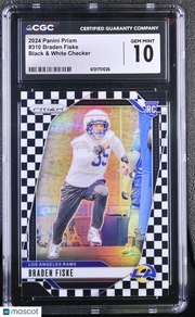 2024 Panini Prizm Braden Fiske Black & White Checker Rookie #310 CGC 10 Rams