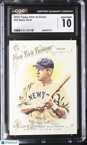 2014 Topps Allen & Ginter Babe Ruth #20 CGC 10 New York Yankees