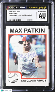 1999 Procards Max Patkin Clown Prince of Baseball Auto Autograph CGC Authentic