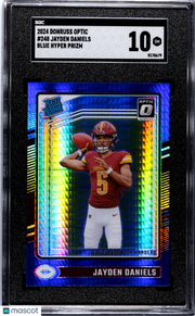 2024 Donruss Optic Jayden Daniels Blue Hyper Prizm Rookie #248 SGC 10 Commanders