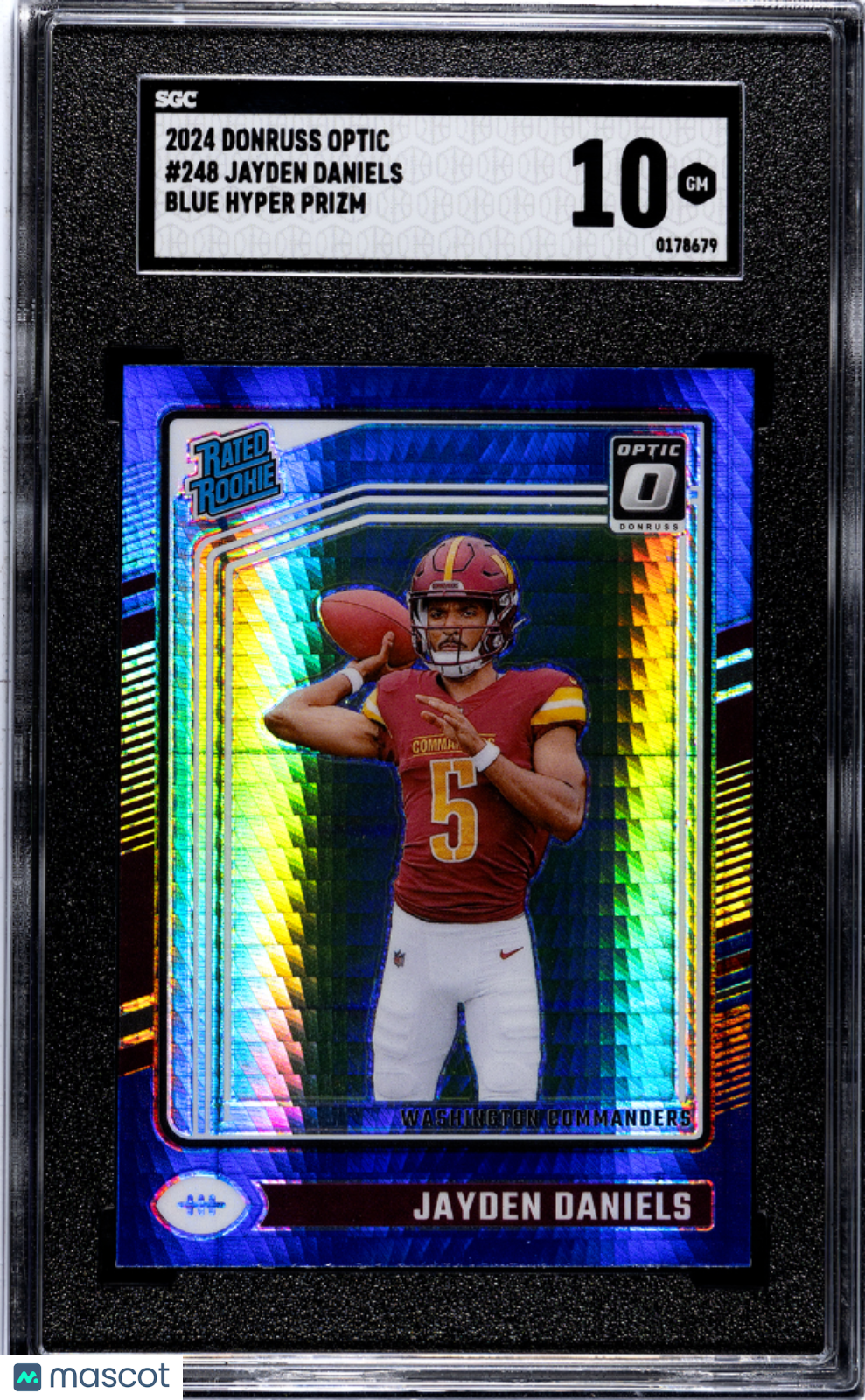 2024 Donruss Optic Jayden Daniels Blue Hyper Prizm Rookie #248 SGC 10 Commanders