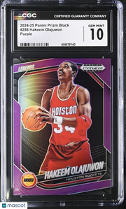 2024-25 Panini Prizm Black Hakeem Olajuwon Purple /99 #286 CGC 10 Rockets