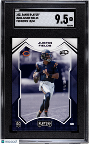 2021 Panini Playoff Justin Fields 2ND Down /50 Rookie #208 SGC 9.5 Chicago Bears
