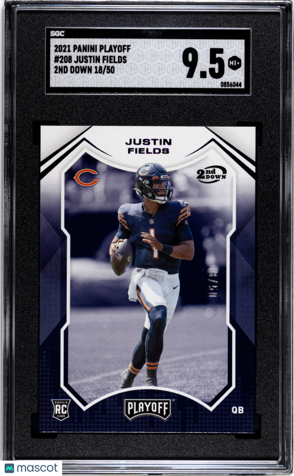 2021 Panini Playoff Justin Fields 2ND Down /50 Rookie #208 SGC 9.5 Chicago Bears